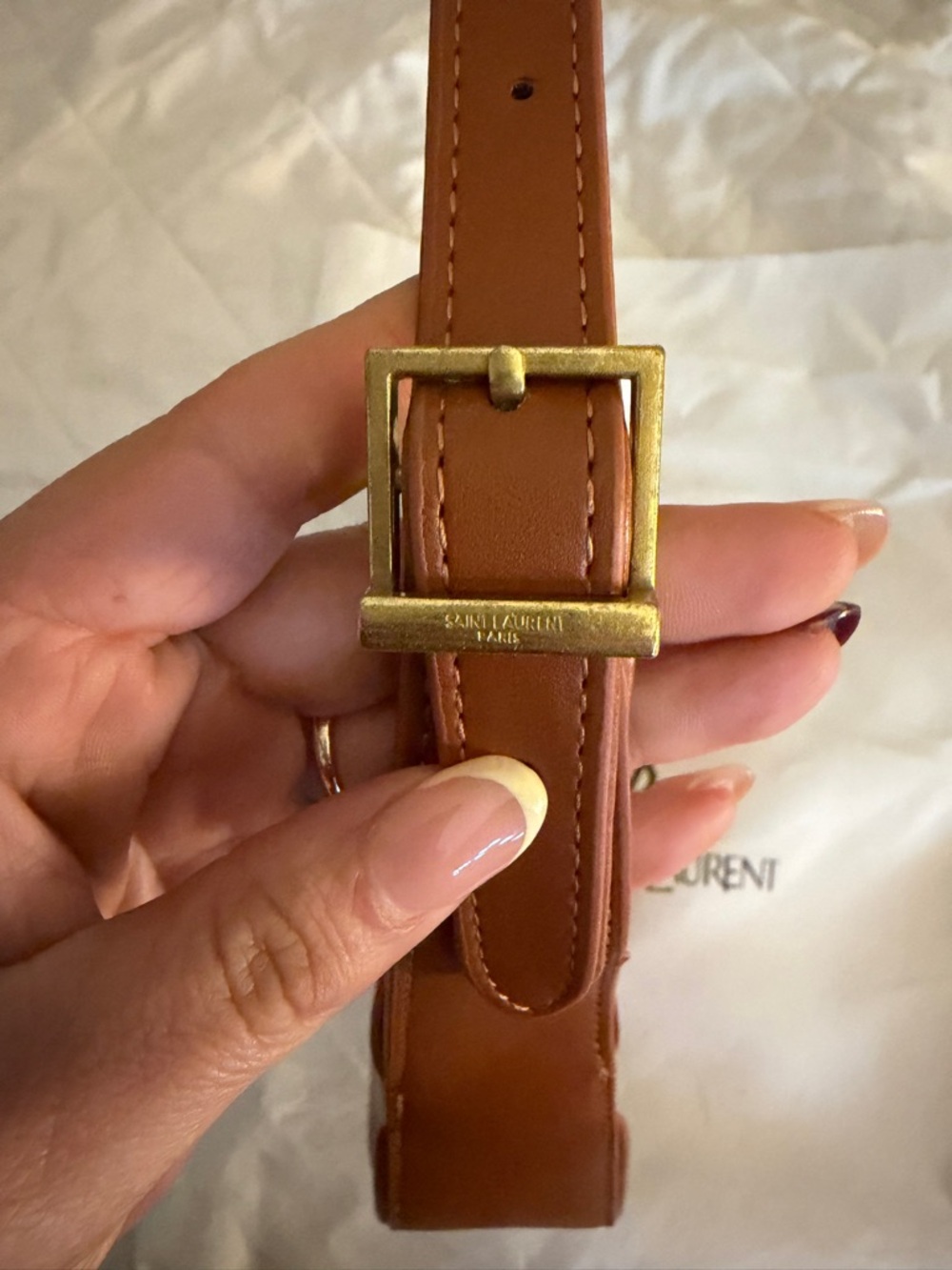 Saint Laurent Burnt Orange Shoulder Bag with Gold Hardware - Picture 3 of 4